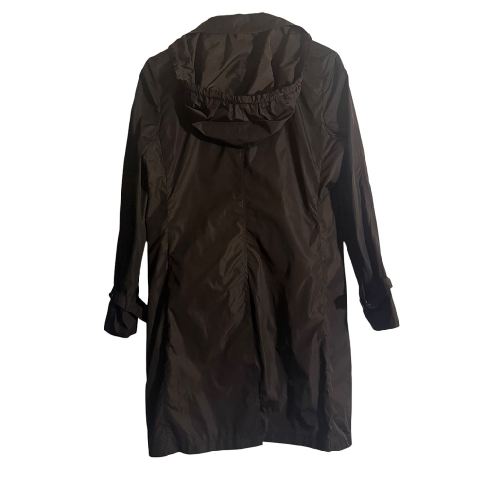 Aquascutum London Brown Long Packable Hooded Rain Coat Womens Size Small - Picture 2 of 15